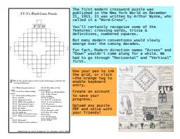First modern crossword (Puzzsaw Quickstart) thumbnail